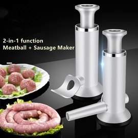 Sausage Stuffer Meatball Maker - 2 in 1 Vertical Sausage Maker Machine Sausage Making Kit - Homemade Manual Sausage Tool for Commercial and Household Use with 2 Stuffer Tubes
