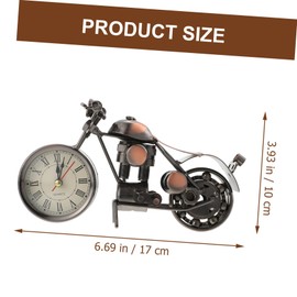 Gatuida Vintage Motorcycle Clock Ornament Retro Desk Clock Decoration Compact Design Easy to Read Sturdy Iron Craft for Home Office Elegant Motorcycle Decor for Desktop