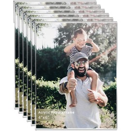 Photo Frame, 6x4 Photo Frames(10 x 15 cm) Wall Mounting Clear Picture Frames for Home,Acrylic Picture Frames 6x4,for Home School office,-Vertical,Set of 6