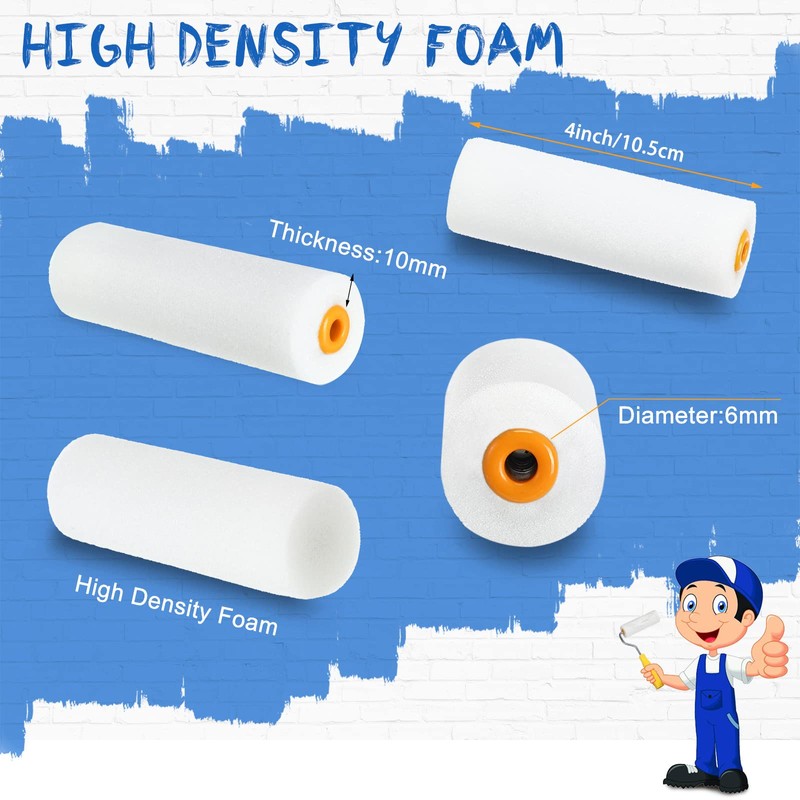 Nuogo 120 Pcs 4 Inch Foam Paint Roller Mini High