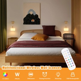 Shenmoyl Battery Operated Wall Sconce with White Striped Shade Pattern Glass Adjustable Chain Retro Gold Wall Mounted Light, Modern Wall Lamp Fixtures Decor for Bedside Bedroom Indoor Doorway