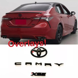 Toyota NEW 3PS 2018-2024 TOYOTA CAMRY XSE MATTE Black EMBLEM OVERLAY KIT 8th GEN CAMRY