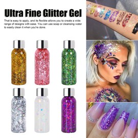 6 Colors Set Fine Glitter Holographic Glitter Craft Cosmetic for Body Nail Face Hair Eyeshadow Makeup 180ML