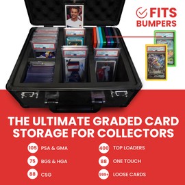 Premium Graded Card Storage Box - Impact Resistant Graded Card Case with TSA Lock & GPS Compartment, Holds 90 PSA/BGS Cards, Toploader Cards, Sports, Trading Card Storage Box for Collectors & Travel