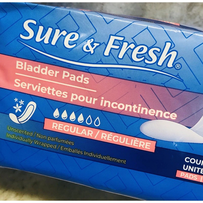Sure & Fresh (10) Unsented Regular Bladder Pads. For Incontinence.