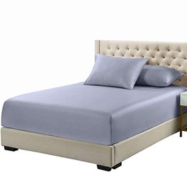 Viscose from Bamboo Fitted Bottom Sheet Only, Queen Size, Deep Pocket, Extremely Soft Sheets, Solid Periwinkle