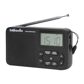 Snokauwa AM FM Radio, Portable Emergency Weather NOAA Radio, Small Digital Radio with Dual Mode Storage, Digital Tuner, Sleep Timer, Wall Plug and Battery Powered (Black)