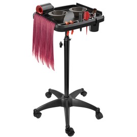 Rolling Salon Tray on Wheels, Johgee Salon Tray Cart with 2 Bowls, Adjustable Height Salon Tray for Hairstylist, Instrument Tattoo Tray, Hair Extension Tool Tray, Color Trays for Salon Home Use