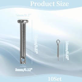 Begino 10Pcs 1/8 x 13/16 Inch Clevis Pins, 304 Stainless Steel Single Hole Flat Head Hitch Pins for Trailer Latch, Machinery, Furniture & Industrial Equipment