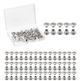 HARFINGTON 50 Sets Chicago Screws Leather Rivets, M5 3/16-Inch Belt Binding Metal Screw for Leathercraft, Bag, Shoes, Purse, Bookbinding, Silver, M5x6mm