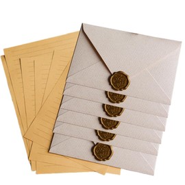 YFFSFDC Letter Set, Vintage Letter Set, Burlap Pattern, Proposal Envelopes, Letters, 6 Envelopes, 6 Self Sealing Stickers, 20 Stationery, Love Letters, Message Cards, Stationary Applies to Mother's