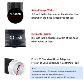 DAVCO 1.5" x 50 ft Extra Heavy Duty Discharge Pool Backwash Hose, Reinforced PVC Lay Flat Water Hose, Weather and Burst Resistant, Best Pool Filter Pump Hose & Drain Pool Hose, Black