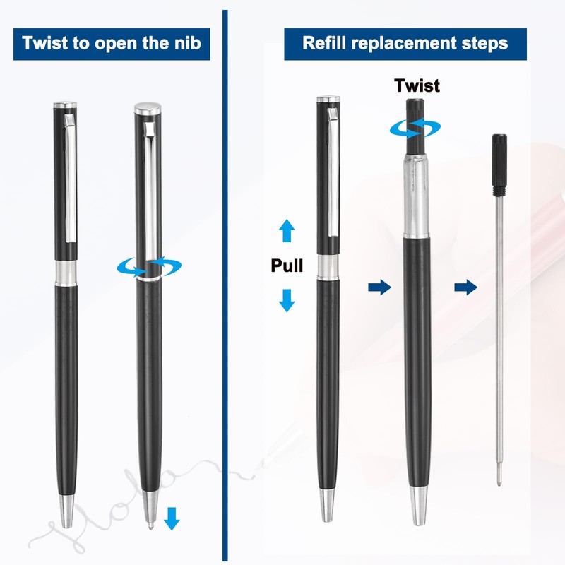 PATIKIL Slim Metallic Ballpoint Pens, 6 Pack Black Ink, 1mm