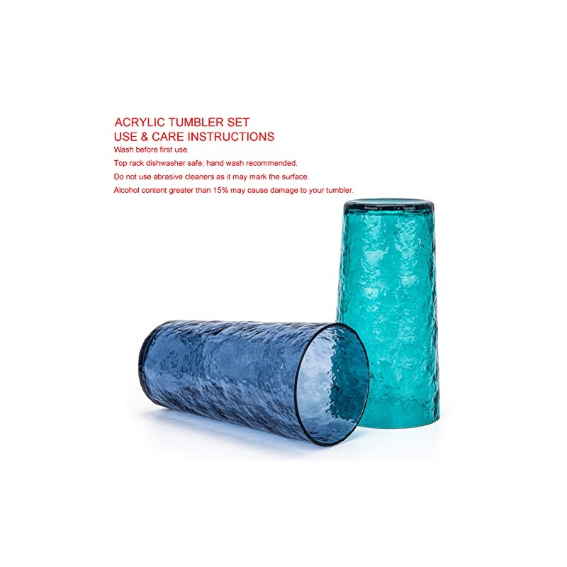 KX-WARE Vasos de plástico acrílico Highball de 18 onzas, juego