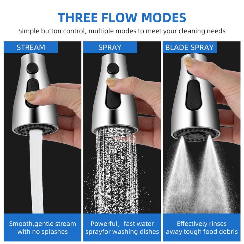 Kitchen Faucet Sprayer Head Nozzle,3 Function Modes,Pull Down Kitchen Sink