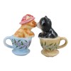 Ebros Gift Ceramic Tabby And Tuxedo Black Kitty Cats In