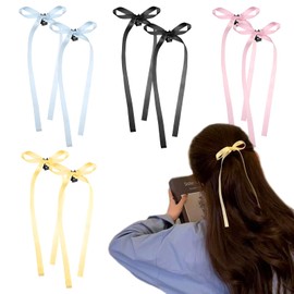 Coollooda Hair Clips, Ribbon Hairpins (Set of 8) (4 Colors, Hair Clips, Mini Bowknots, Hair Ornaments, Women's, Children, Hairpins, Fashionable, Hairpins, Weddings, Birthdays, Recitals, School
