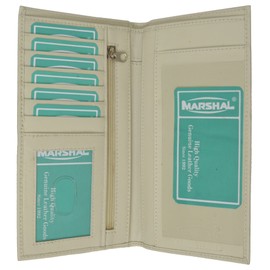 Marshal Brabd New Premium Leather Checkbook Wallet ID Credit Card Organizer (Cream)