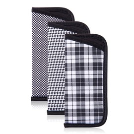 TRIUMPH VISION Eyeglasses Case Small for Reading Glasses Light Neoprene Slim Sunglasses Sleeve Eyewear Pouch Check Soft Protection 3 Pack
