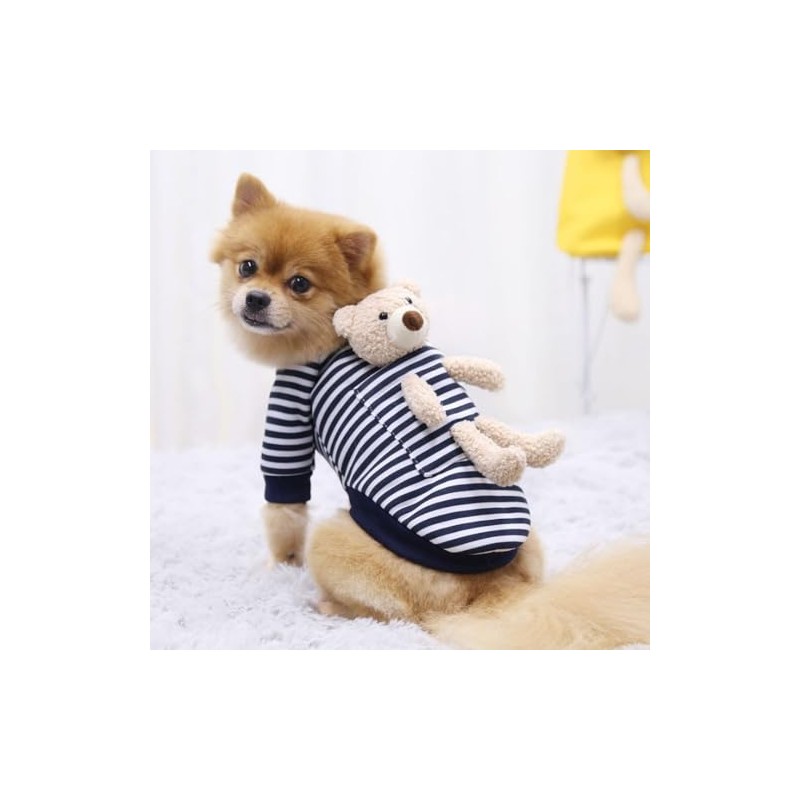 MAYPET Sudadera para Perro de Rayas Azules y Blancas con