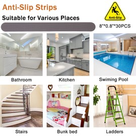 V-TOP 30 PCS Bathtub Non Slip Stickers, Safety Shower Non Slip Adhesive Strips Treads for Bathroom Floor Tub Ladders Pools Boats, Bathtub Appliques for Adults & Kids with Scraper (Grey)