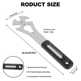 Oumers Pedal Spanner, Bike Pedal Wrench With Long Handle, 15mm Multi-use Bicycle Spanner, 9/16 Bike Pedal Removal Tool, 16mm/24mm Hexagon Hole