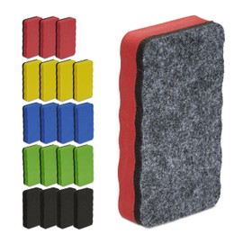 Relaxdays Whiteboard Sponge Set of 20, Magnetic Sponge Square, School & Office, HBT: 2 x 10.5 x 5.5 cm, Blackboard Wiper, Eva, Colourful