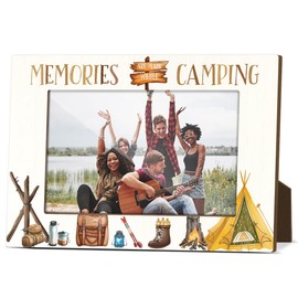 Memories are Made While Camping Wood Photo Frames for Camping Decor Picture Frames for Desk Wooden Picture Frames 4x6 for Home Office Table Decor Sketch Photo Gifts Camping Decor for Camper - M763