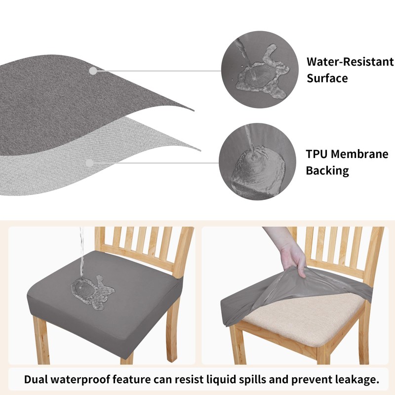 Easy-Going 100% Waterproof Seat Covers for Dining Room Chairs Set