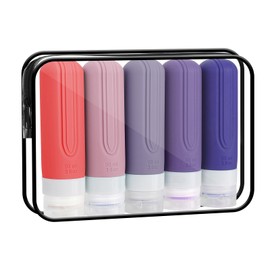 5 Pack Travel Bottles for Toiletries, TSA Approved Travel Size Containers, 3 oz Leak Proof Refillable Silicone Travel Bottles for Shampoo Conditioner, Travel Size Toiletries Bottles Travel Essentials