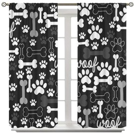 Yearn Jear - Cortinas con estampado de pata de perro, diseño de pata de perro y huesos, con aislamiento térmico para ventana, para sala de estar, recámara, juego de 2 paneles, 106.7 x 137.2 cm,