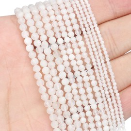 Song Xi 180pcs 2mm Natural White Moonstone Gemstone Faceted Round Loose Stones for Bracelet Jewelry Making, Small Stones for Christmas Gift for Women