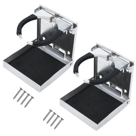 RealPlus Stainless Steel Folding Cup Holder Adjustable Drink Holders for Marine Boat Truck RV Caravan Car, Pack of 2