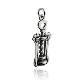 Corkscrew Charm - Sterling Silver 925 - Wine Bottle Opener Picnic BBQ - Jewelry Making DIY Crafting Charm Beads for Bracelets