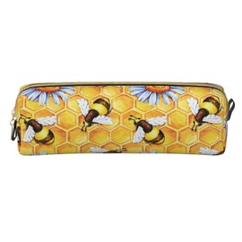 IMPCOKRU Small Pencil Bag Study Pencil Bag Key Pouch,Honeybee and Golden Hive,Stationery Storage Pencil Case for School Office Travel