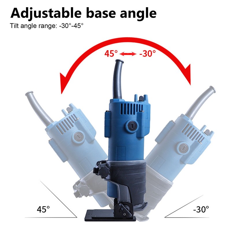 Trimming Machine Fixed Base Adjustable Angle Woodworking Trimmer Router Aluminum