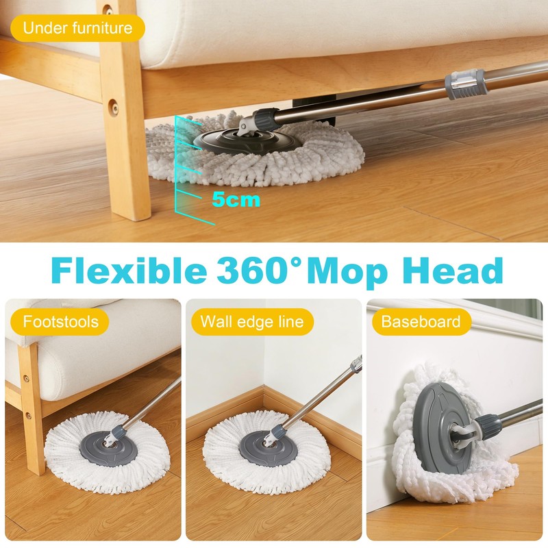 JOYMOOP Spin Mop and Bucket, 360° Mop Head & Telescopic