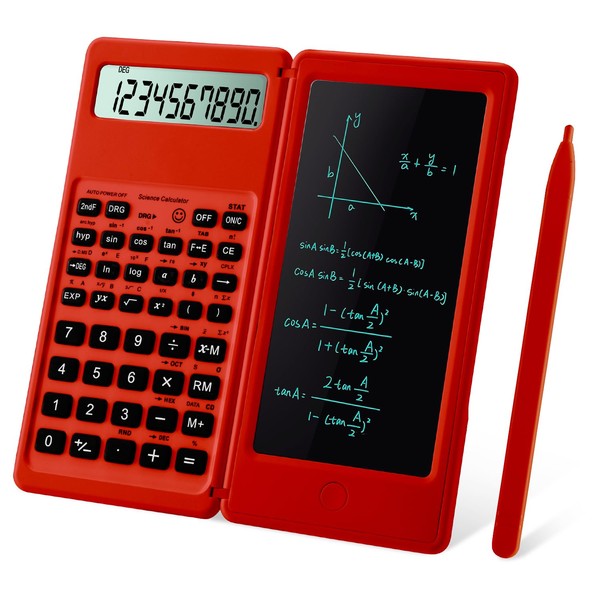 IPepul Scientific Calculators for Students, Red Math Calculator with Notepad,10-Digit