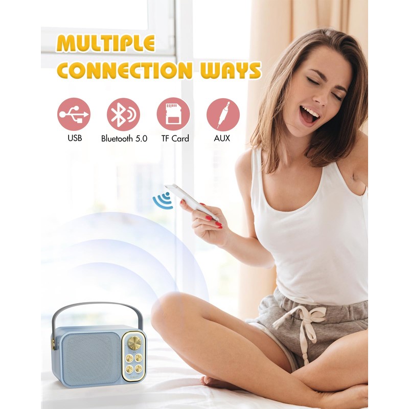 BESCOST Mini Karaoke Machine for Kids Adults, Portable Bluetooth Speaker