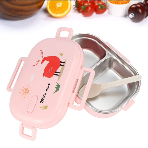 Stainless Steel Bento Box, Reusable Metal Lunch Container, Leak-Proof Bento