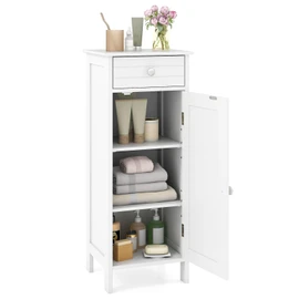 GLACER Floor Storage Cabinet, Multifunctional Bathroom Storage Cabinet with 2 Adjustable Shelves, Ideal for Bathroom, Living Room, 14 x 12 x 34.5 inches (White)