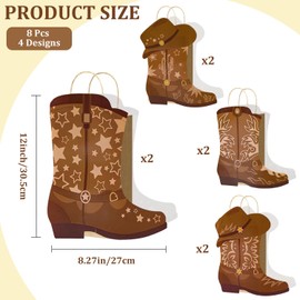 TRBSXRT 8 Pcs Cowboy Boots Gift Paper Bags - Western Cowboy themed party decorations, Cowgirl Boot Hat Gift Bag for Cowboy Birthday Baby Shower Party Supplies