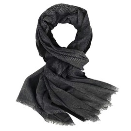 DAMILY Men's Scarf, Large, Autumn/Winter, Men's Scarf, Cotton, Shawl, Medium Thick, Warm, Cooling & Cold Protection, Respect for the Aged Day, 78.7 x 31.5 inches (200 x 80 cm), Black & Navy, Black