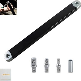 LJDTTXS Offset Extension Wrench Set - Impact-Ready with 1/4", 3/8", 1/2" Square Drive Adapters – High Torque Ratchet for Tight Spaces, Automotive & Construction Tool (Black)