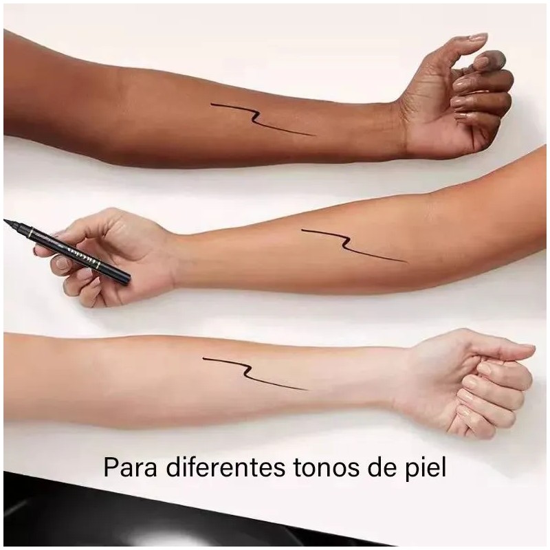 Delineador Ultra Resistente Agua Negro+sello Delineador Ojos Negro