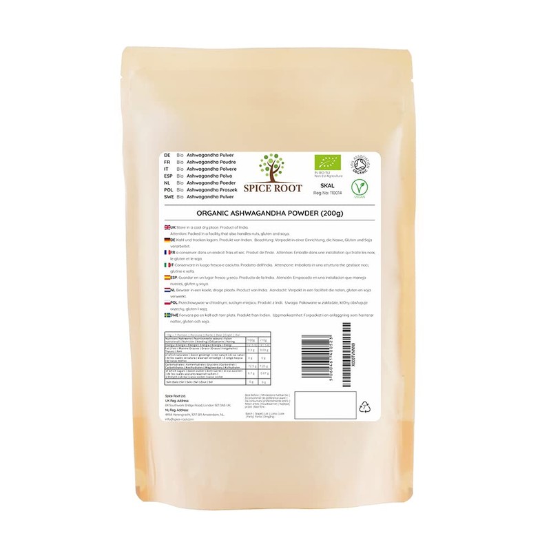 Organic Ashwagandha Powder 200g (Withania somnifera) - Premium Quality, Certified