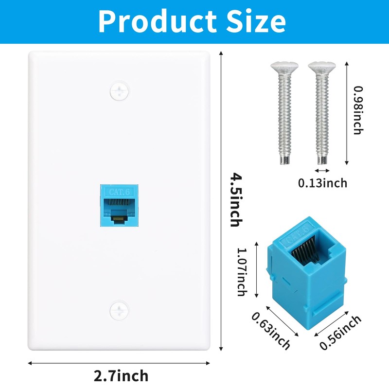 XGGYA 1 Port Ethernet Wall Plate,Cat6 Wall Plate with RJ45