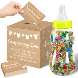 52 Piezas Juegos Geniales para Baby Shower Biberón Grande para Juego de Ducha Guess How Many Candies Sets de Regalo para Bebés Biberones para Baby Shower Revelación de Género (Kraft)