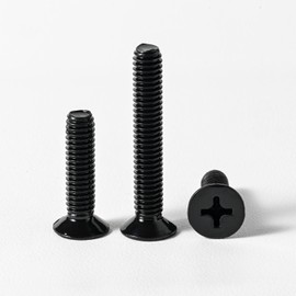 1/4-20 x 3/8'' (50 Pack) Flat Head Machine Screw, Phillips Drive, Black Oxide 304 Stainless Steel 18-8, Bright Finish, Fully Machine Thread