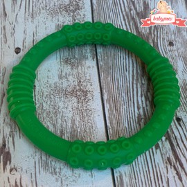 Babynow Teething Rings - Sensory Teether Ring Pacifiers for Baby 0-12 Months Sensory Chew Toy Safe Toddler Comforter Soother Infant Dummie Toy - Green 2 Pack